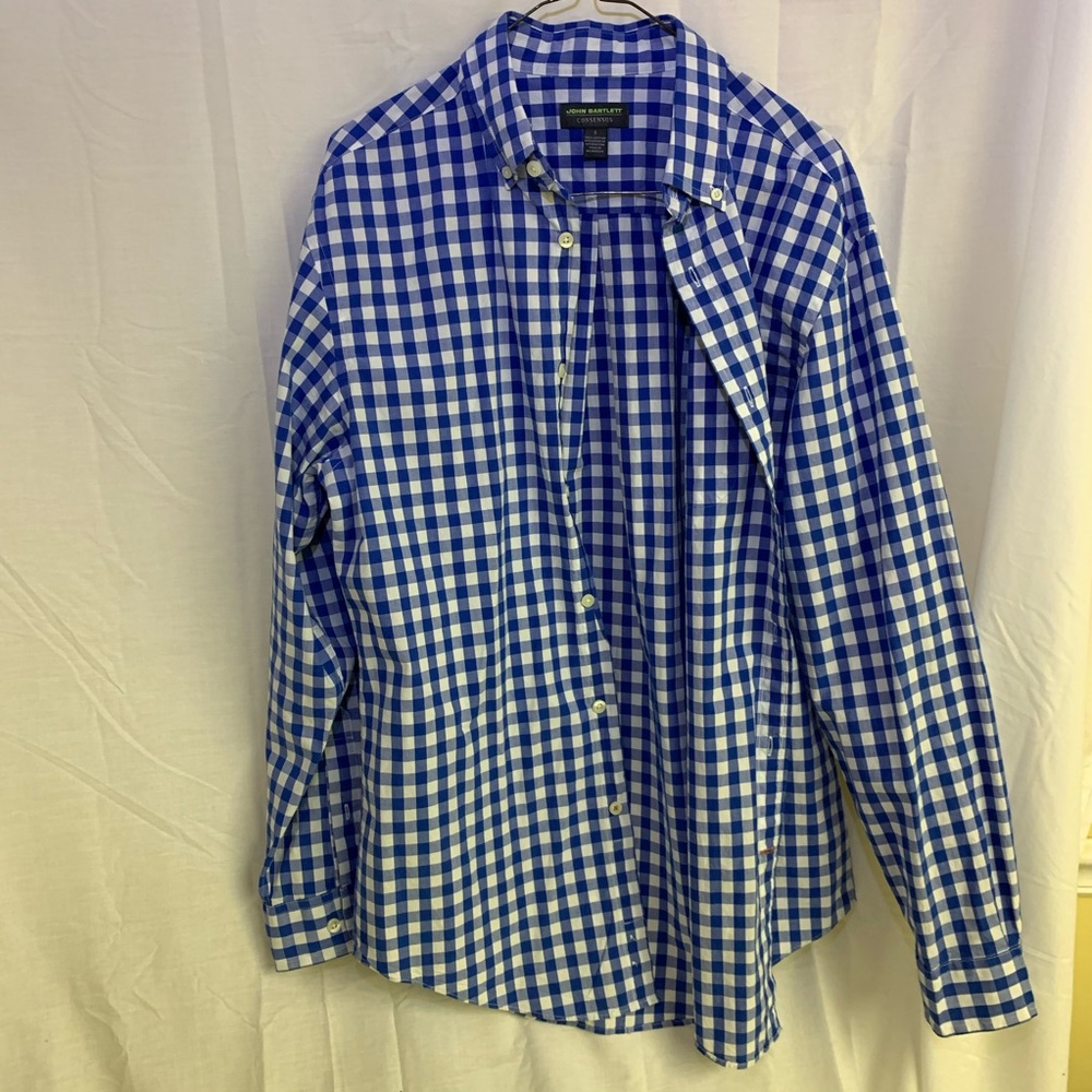 Men’s John Bartlett Button Down Blue Plaid LS